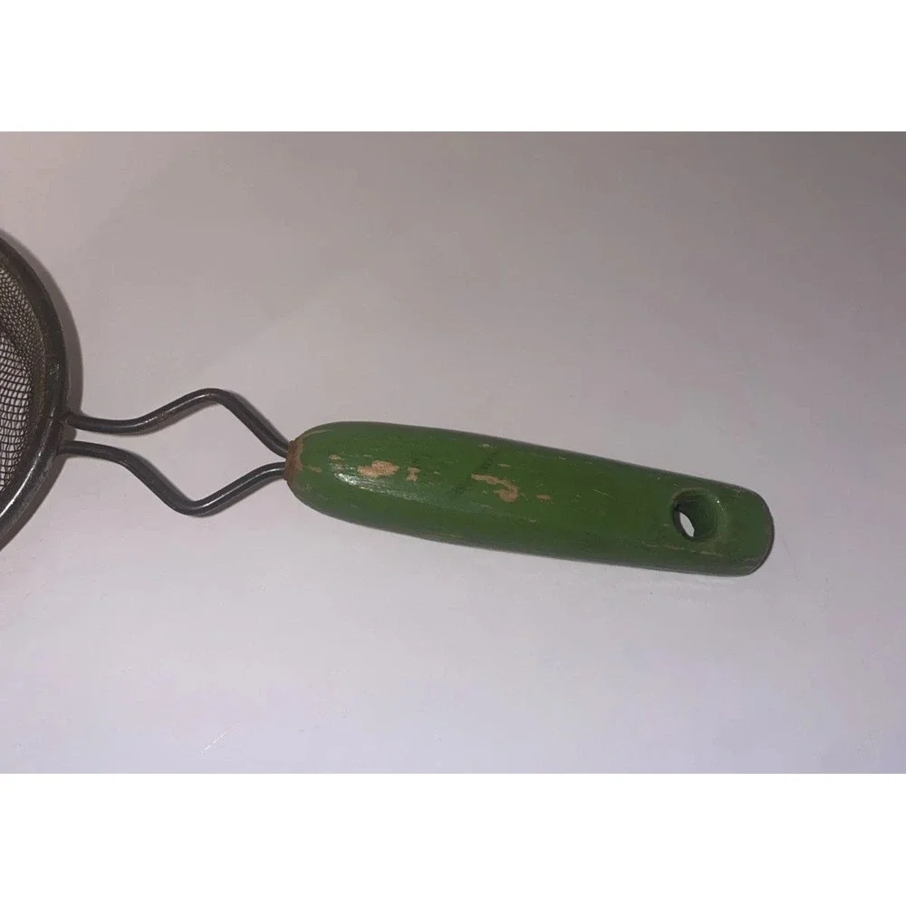 Vinatge Kitchen Mini Small Strainer Set Collectable Kitchen Utensil Green Handle